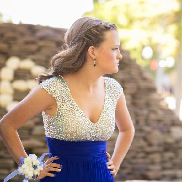 ROYAL BLUE PROM DRESS - Picture 2 of 5